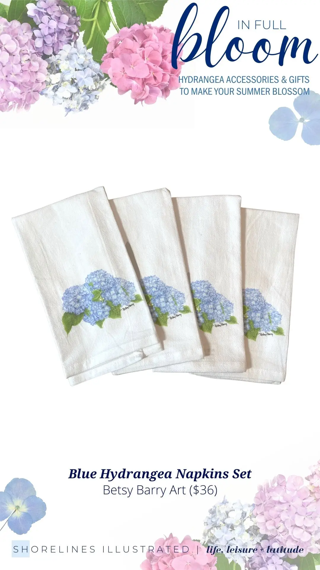 Betsy Barry Hydrangea Napkin Set