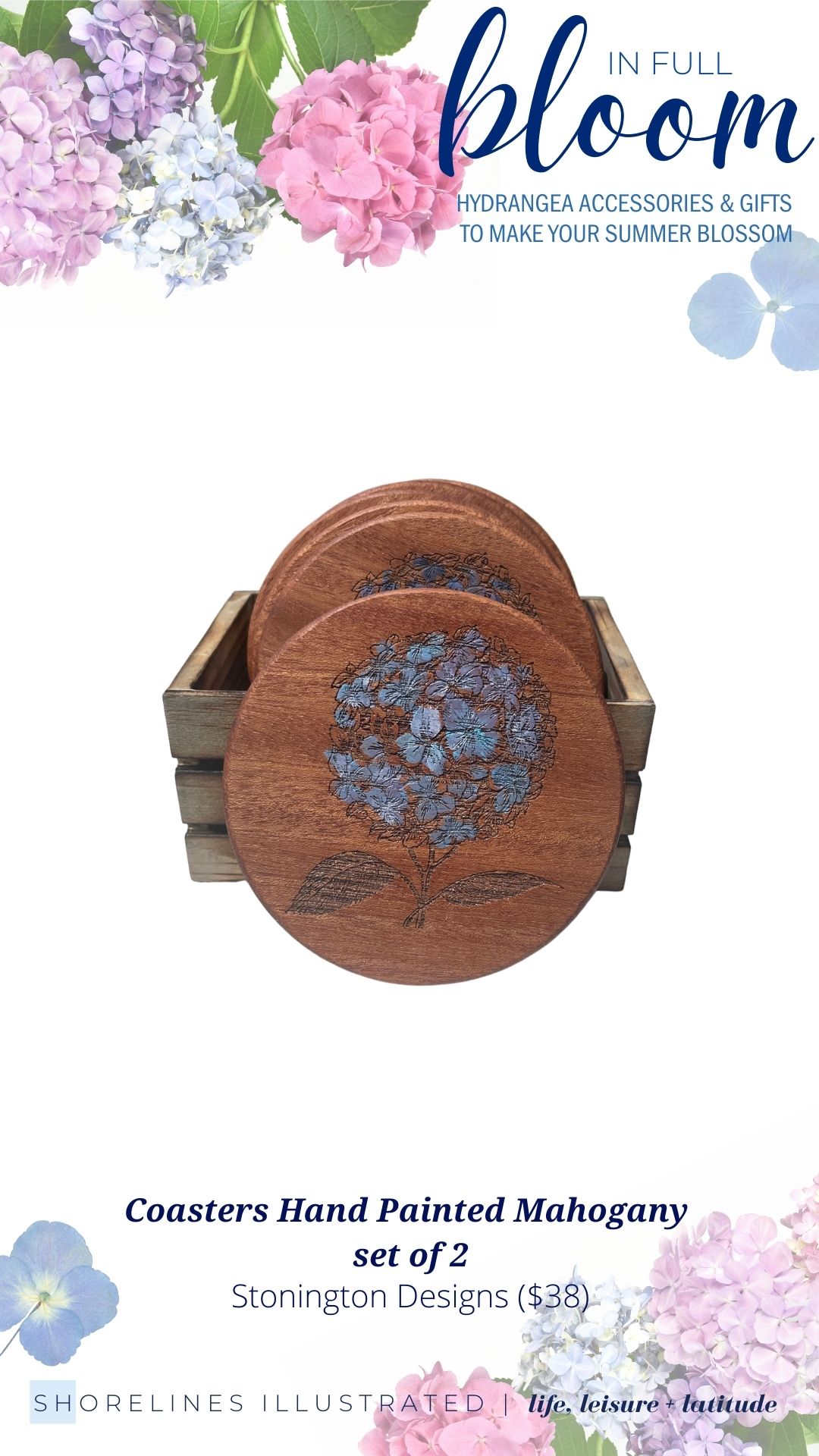 Hydrangea Wooden Coasters