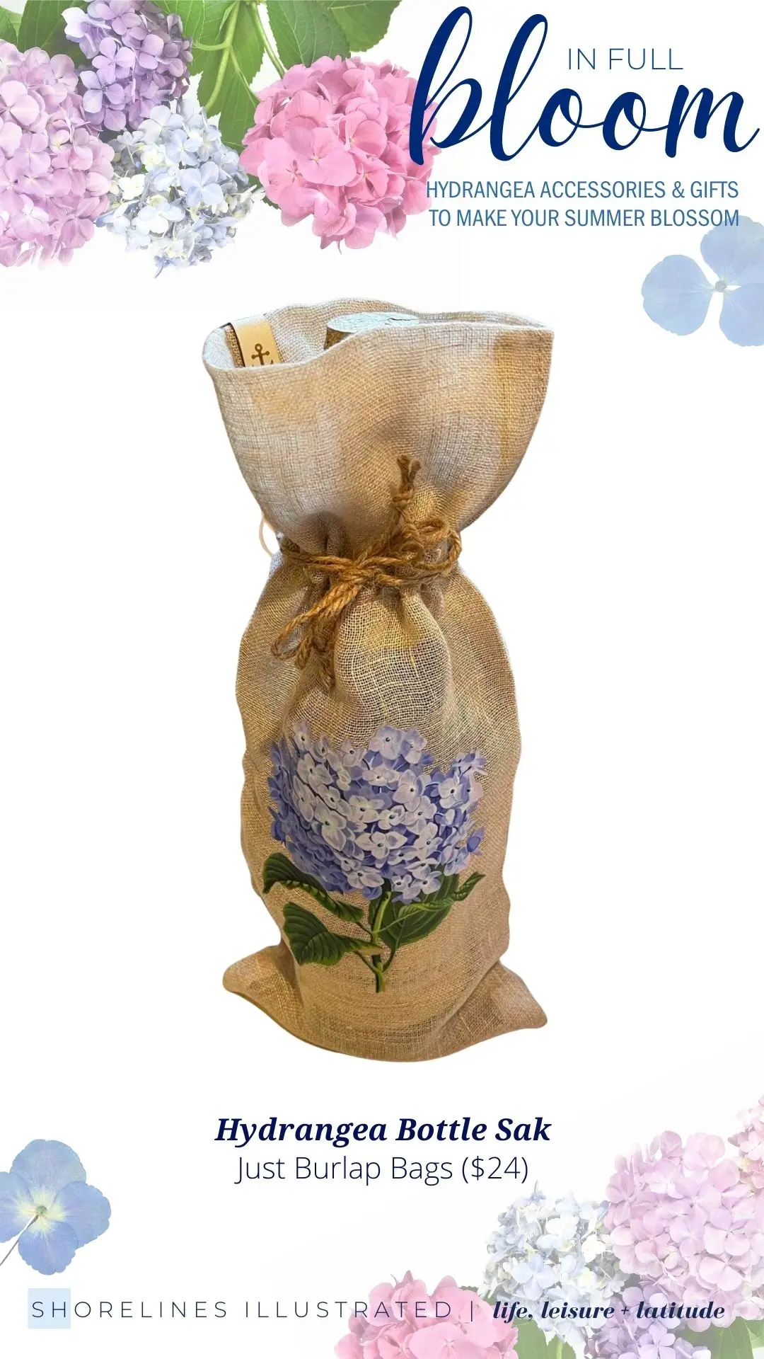 Just Burlap Bags Hydrangea Wine Sak