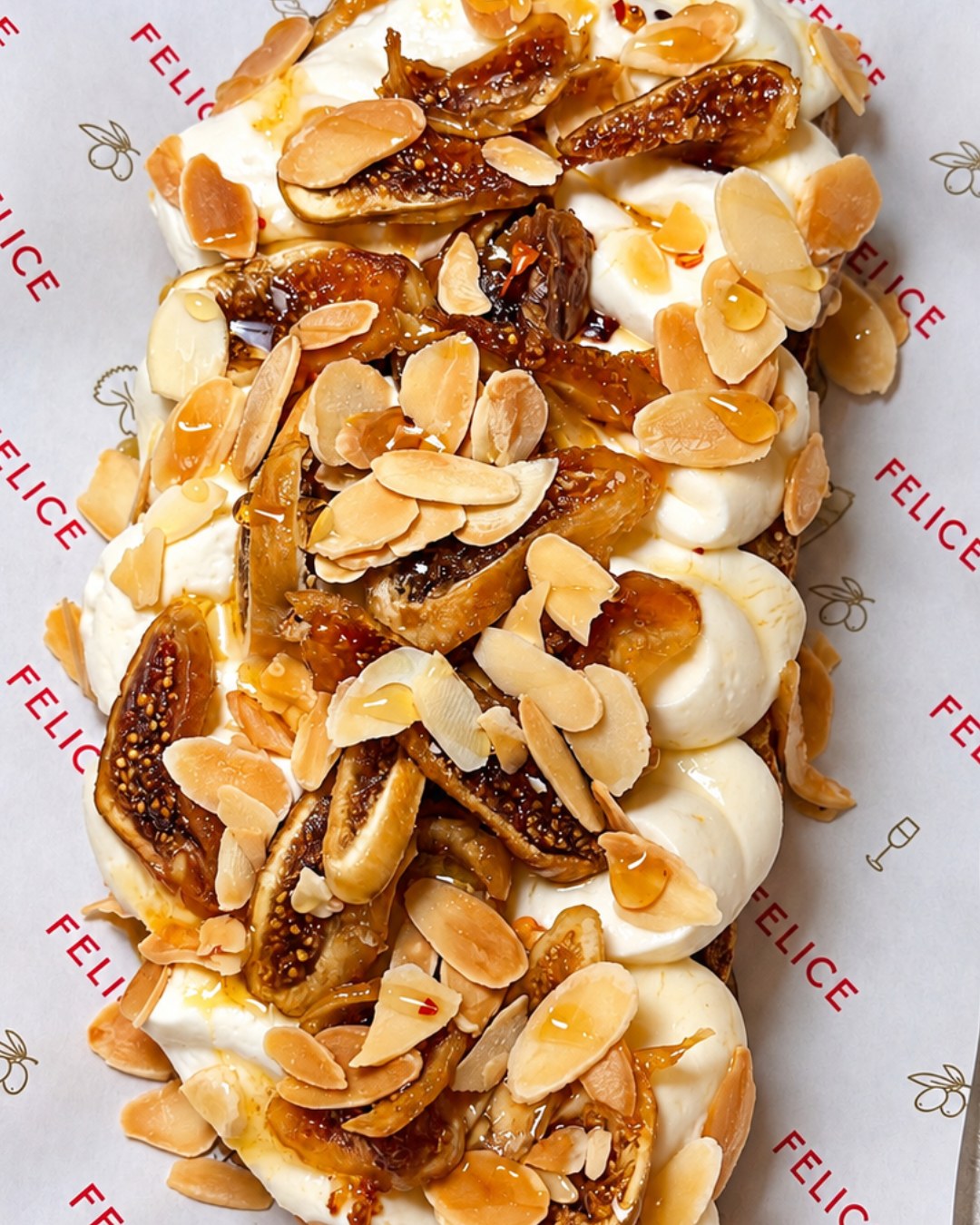 Tuscan toast with whipped ricotta, figs, almonds and spicy honey