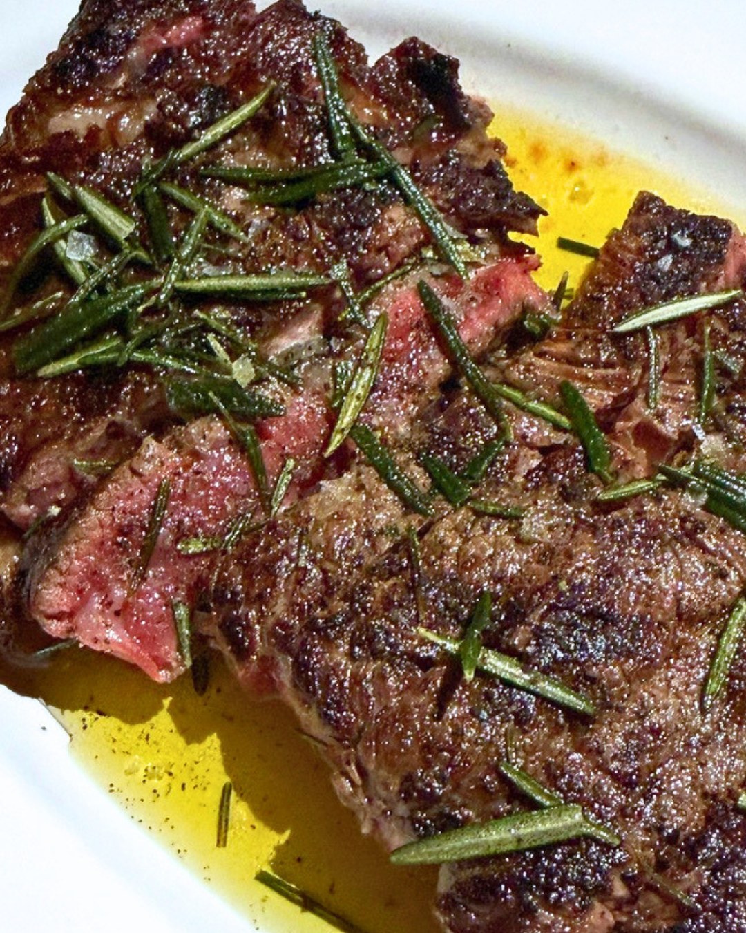 Sliced sirloin with rosemary and olive oil at Felice Port Chester